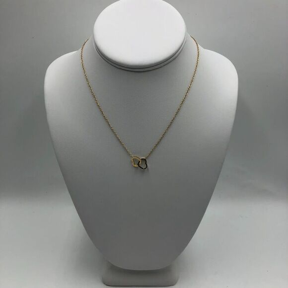 18K Gold Plated Women's Dual Interlocking Heart Necklace Romantic Love Gift - Picture 4 of 12